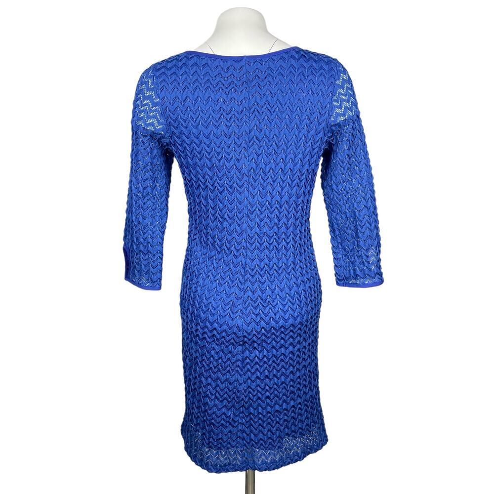 PAPILLON BLANC 3/4 Sleeve Textured Sheath Dress Sz Large Stretch - Picture 4 of 5